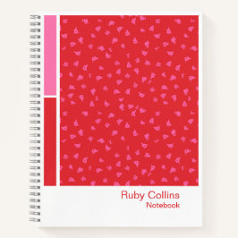 Cuaderno Paleta vertical floral roja vibrante