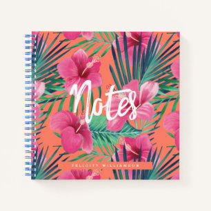 Cuaderno Palm acuarela Oasis Tropical & Hibiscus Floral
