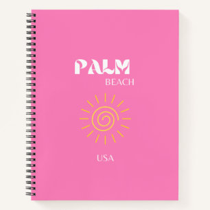 Cuaderno Palm Beach, arte de viajes, preppy, rosa