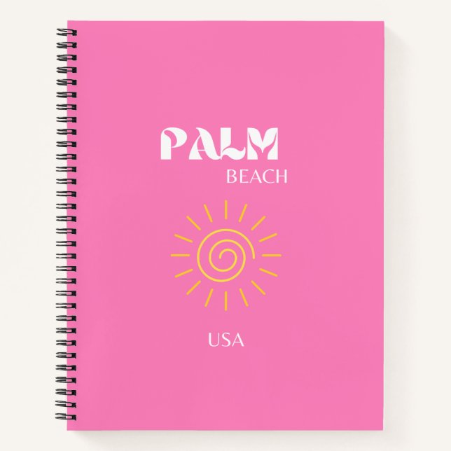 Cuaderno Palm Beach, arte de viajes, preppy, rosa (Anverso)