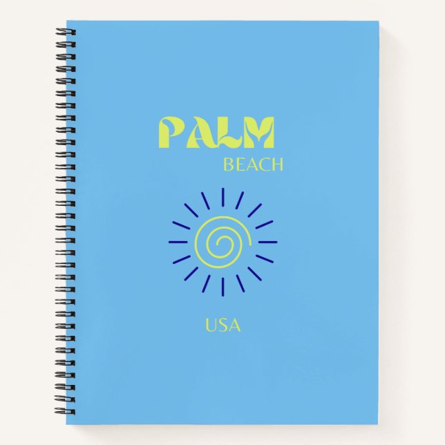 Cuaderno Palm Beach, Travel Art, Florida, Preppy, Blue (Anverso)