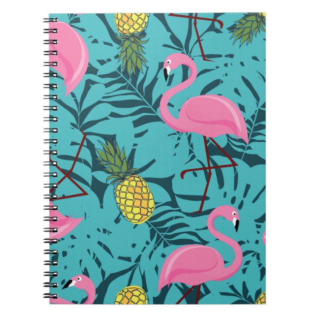 Cuaderno Palm de flamencos rosados: Hawái exótica (Frente)