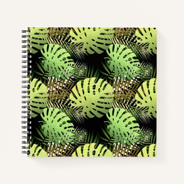 Cuaderno Palm de Monstera deja patrón de jungla tropical (Anverso)