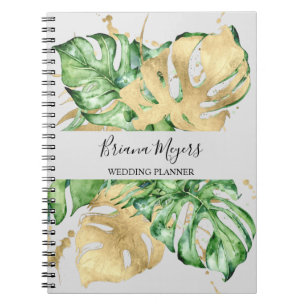 Cuaderno Palm de vegetación acuática deja arena dorada de n