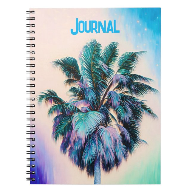 Cuaderno Palm Tree De Arte Tropical En Aqua Journal (Frente)
