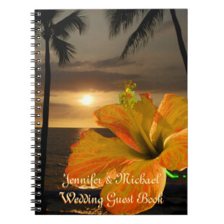 Cuaderno Palm Tree Hibiscus Boda tropical libro invitado