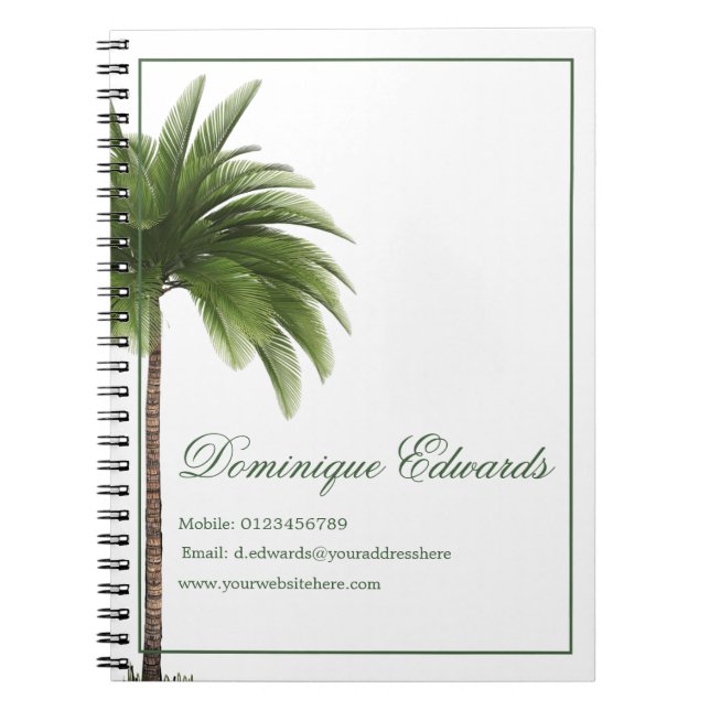 Cuaderno Palm Tree Tropical Green Stylish Profesional (Frente)