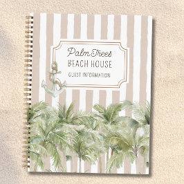 Cuaderno Palm Trees Beige Beach House Guestbook
