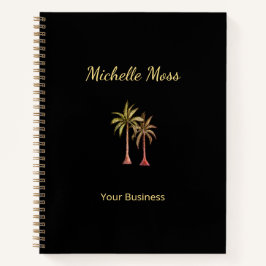 Cuaderno Palm Trees Tropical Playa Elegante Oro Negro
