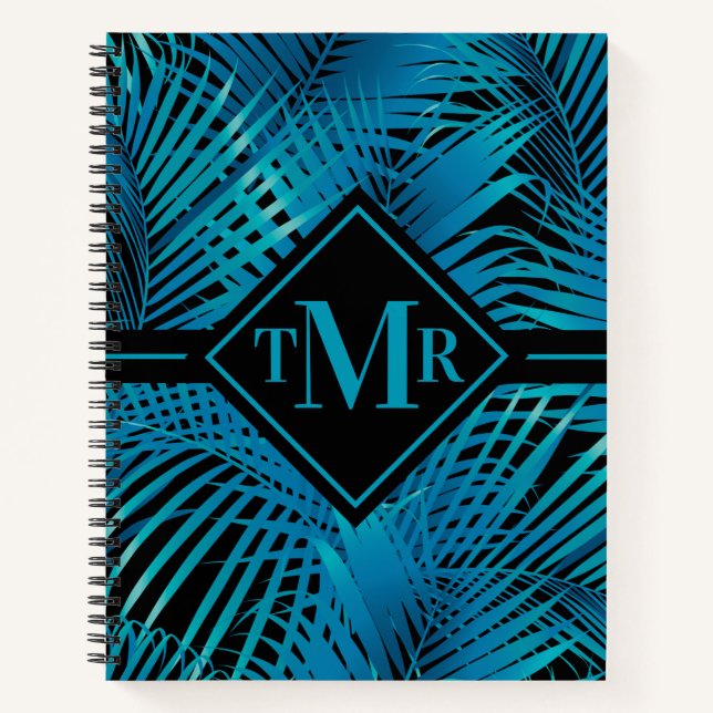 Cuaderno Palm turquesa monograma (Anverso)