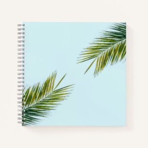 Cuaderno Palma Tropical Verde en Azul Claro