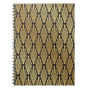 Cuaderno Palmas Art Deco: Oro Negro.