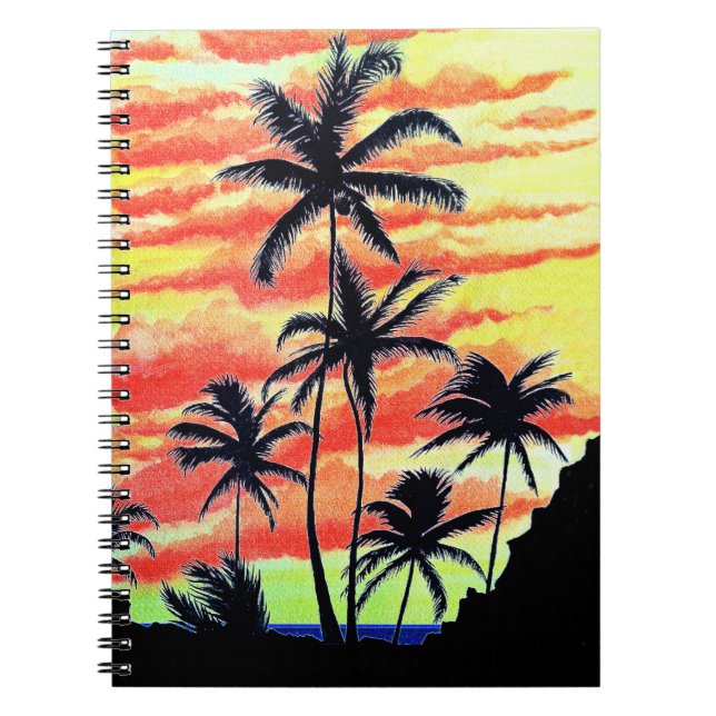 Cuaderno Palmas de Coco Sunset de Hawái (Frente)