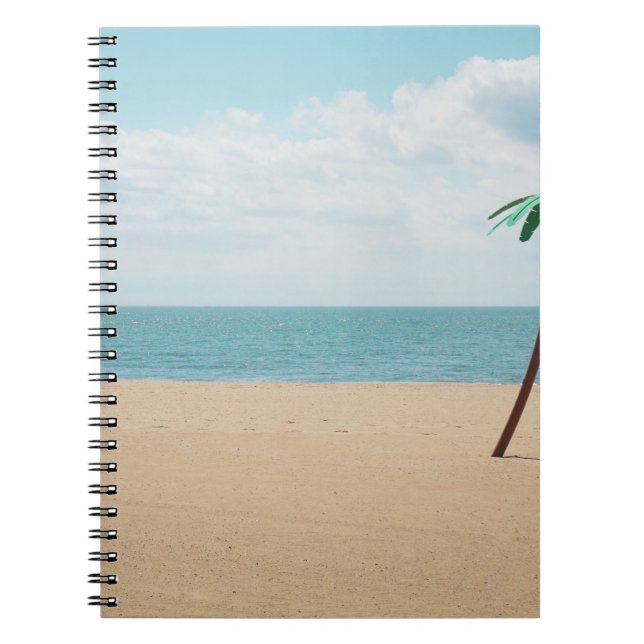 Cuaderno Palmera artificial verde a orillas del mar (Frente)