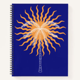 Cuaderno palmera de arte de línea blanca de rayos solares n