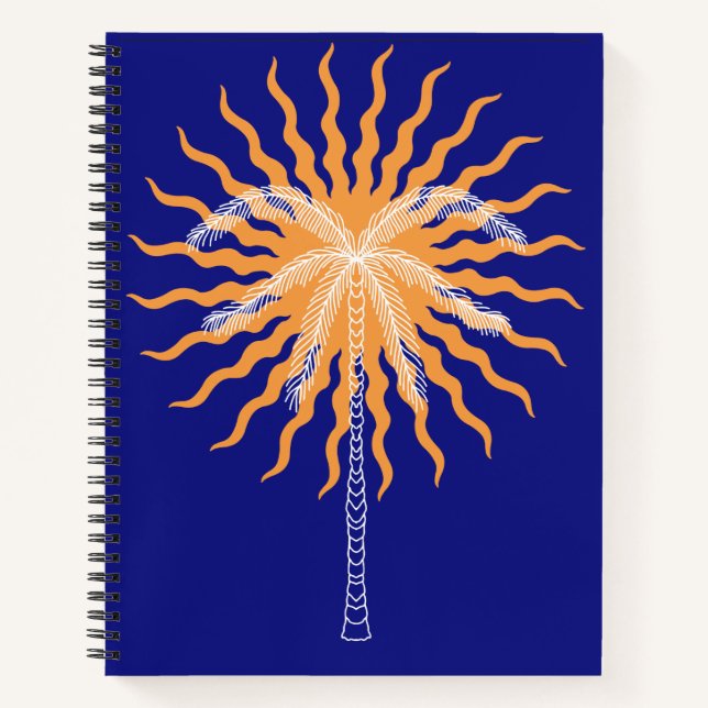 Cuaderno palmera de arte de línea blanca de rayos solares n (Anverso)