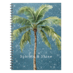 Cuaderno Palmera Tropical Azul Verde Brillo 