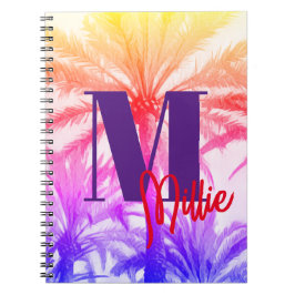 Cuaderno palmera tropical en nombre personalizado de neón r