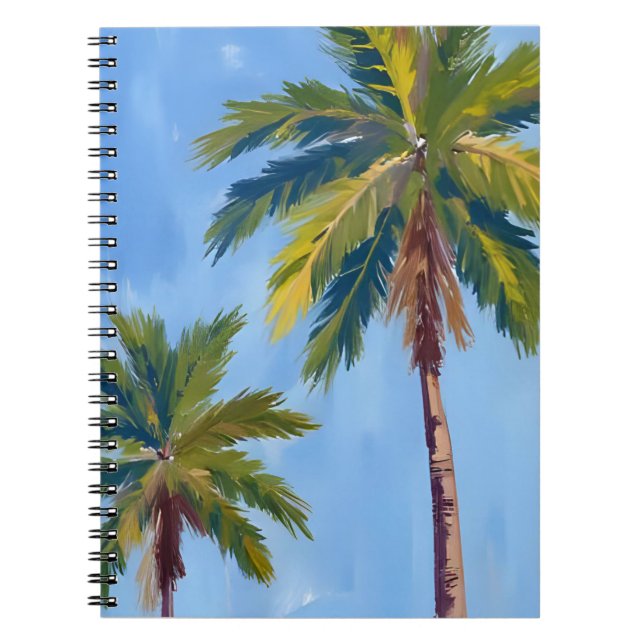 Cuaderno Palmeras Acuarela Tropical Pintado (Frente)