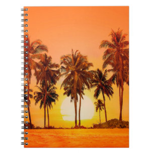 Cuaderno Palmeras al fondo de la puesta de sol. Sri Lanka.