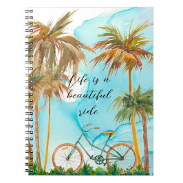 Cuaderno Palmeras de Bali, cielo y bicicleta. Foto espiral