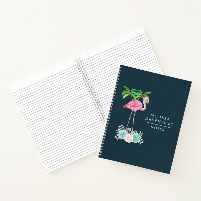 Cuaderno Palmeras de Flamingo Rosa y Suculentos Florales (Interior)