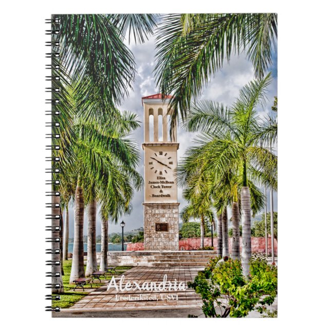 Cuaderno Palmeras de la Torre del Reloj Tropical Exótico (Frente)