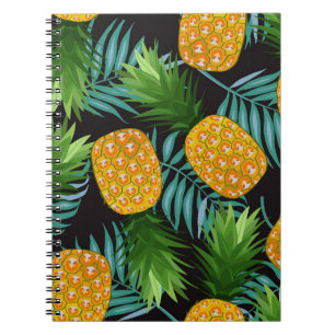 Cuaderno Palmeras de piña Tapiz negro