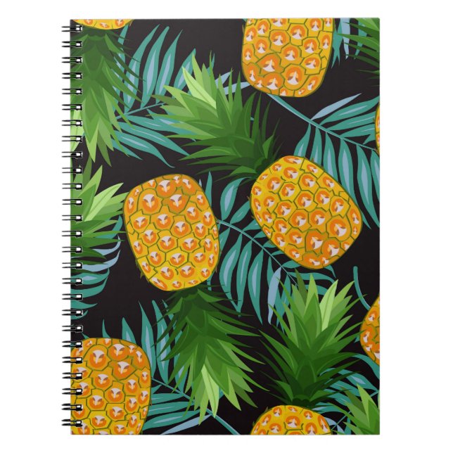 Cuaderno Palmeras de piña Tapiz negro (Frente)