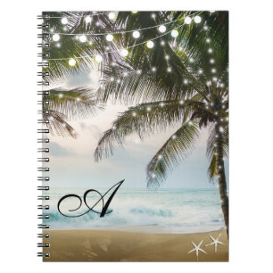 Cuaderno Palmeras de Playa Tropical Oceánica y Luces
