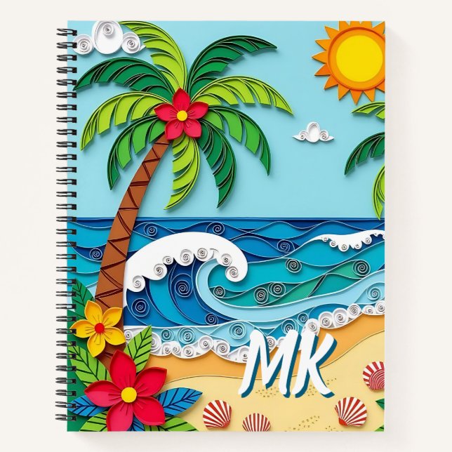 Cuaderno Palmeras en la Playa Personalizadas (Anverso)