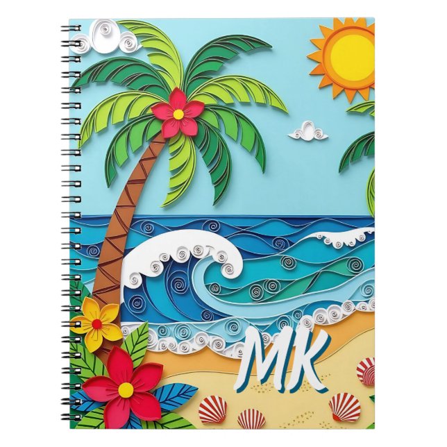 Cuaderno Palmeras personalizadas en la playa (Frente)