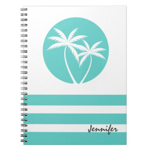 Cuaderno Palmeras tropicales con rayas y nombre