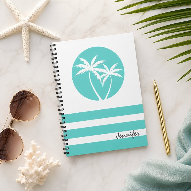 Cuaderno Palmeras Tropicales con Rayas y Nombre (Subido por el creador)