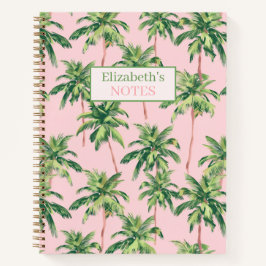 Cuaderno Palmeras tropicales en rosa personalizadas