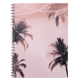 Cuaderno Palmeras Tropicales & Luces Playa Rosa de Playa