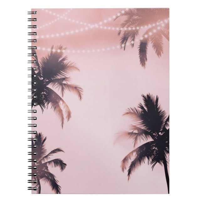 Cuaderno Palmeras Tropicales & Luces Playa Rosa Playa Playe (Frente)