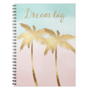 Cuaderno Palmeras Tropicales Rosa Menta Ombre oro sueña en