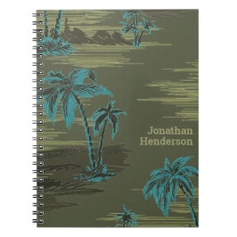 Cuaderno Palmeras verdes del ejército hawaiano con tropical