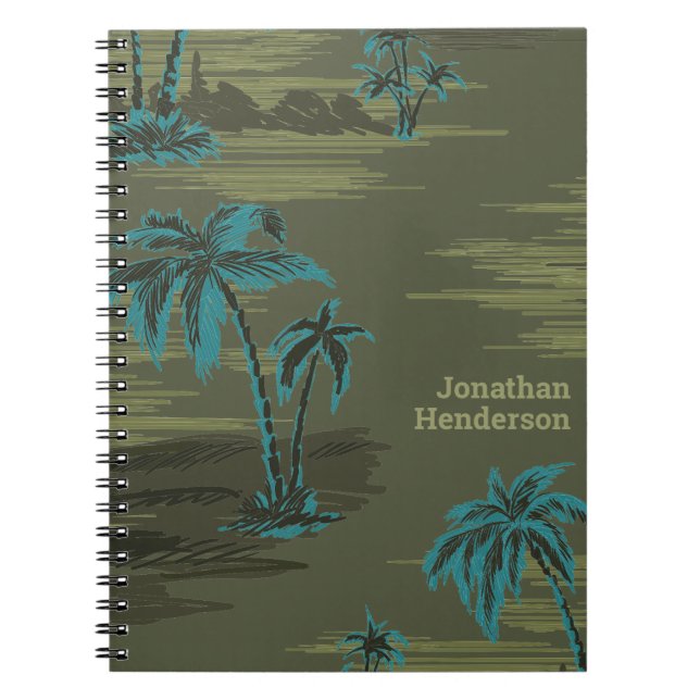 Cuaderno Palmeras verdes del ejército hawaiano con tropical (Frente)