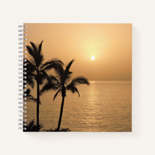 Cuaderno Palmeras y atardecer romántico