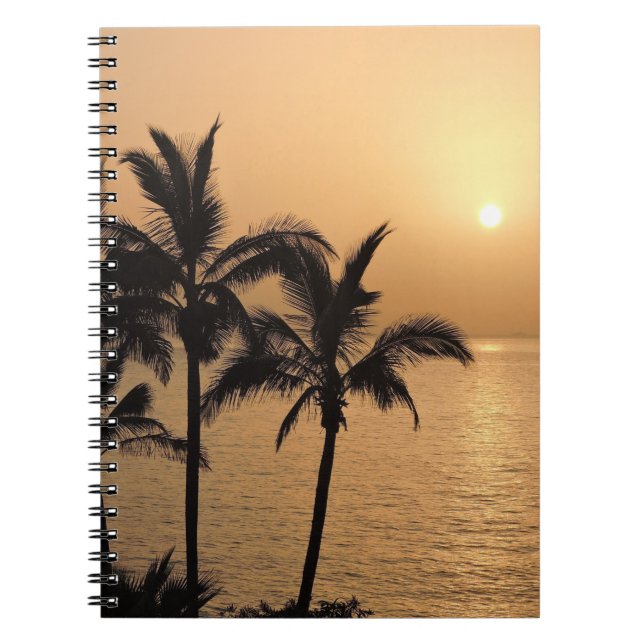 Cuaderno Palmeras y atardecer romántico (Frente)