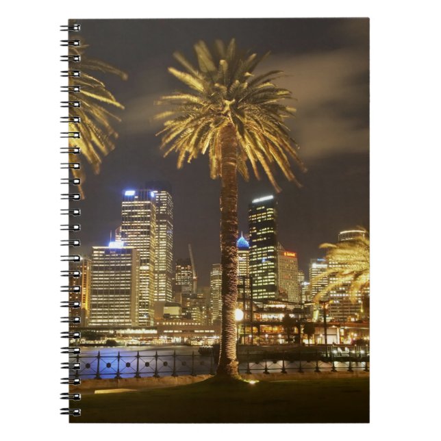 Cuaderno Palmeras y CBD en la noche, Sydney, Nuevo Sur (Frente)