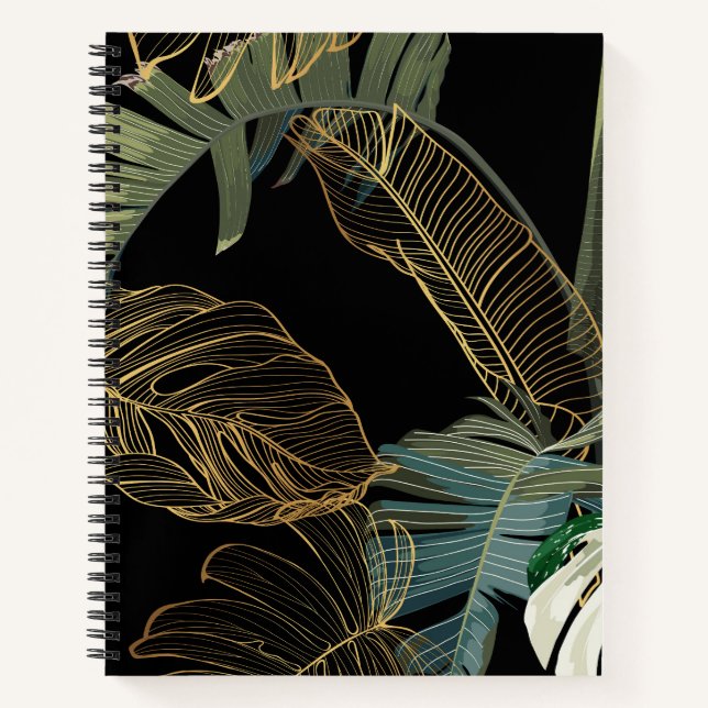 Cuaderno Palmilla vintage nocturna tropical, plátano, plant (Anverso)