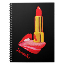 Cuaderno Palo de labios rojo en la lengua con personalizaci