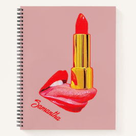 Cuaderno Palo de labios rojo en la lengua con personalizaci