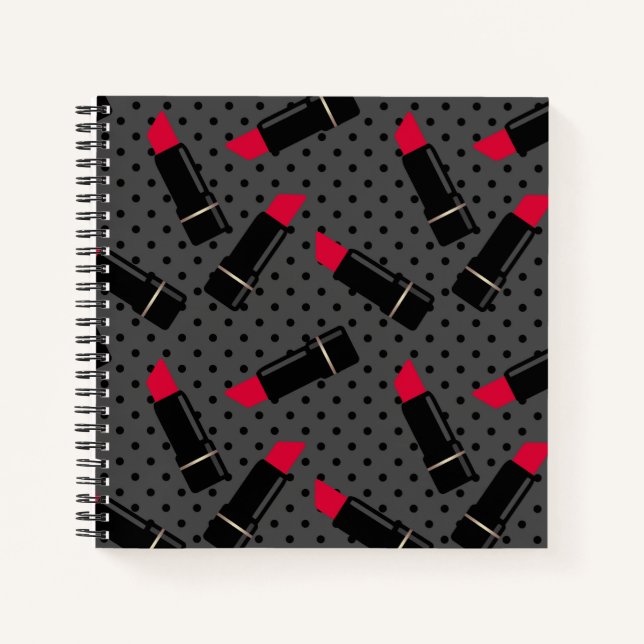 Cuaderno Palo de labios rojo , retro (Anverso)