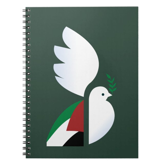 Cuaderno paloma de la paz con la bandera palestina (Frente)