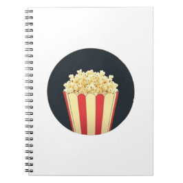Cuaderno Palomitas de maíz en un fondo de un círculo negro