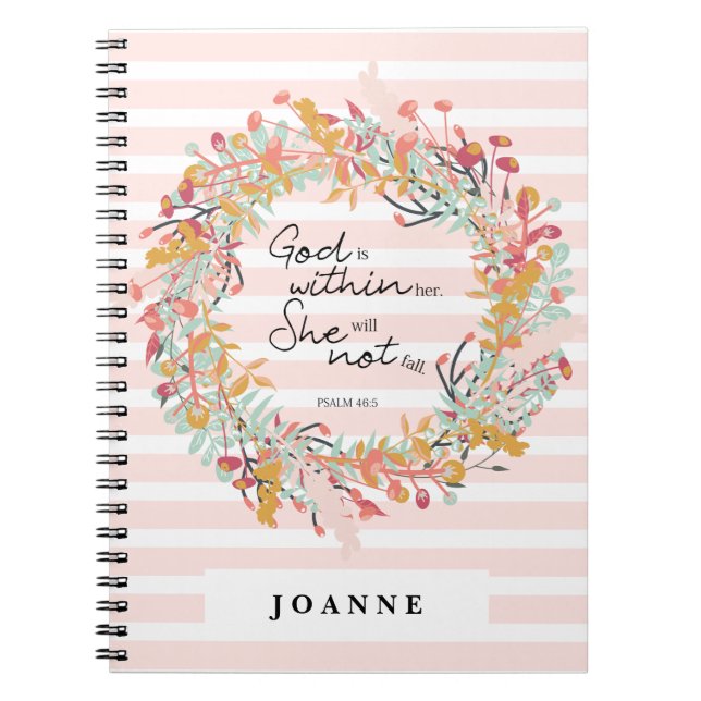 Cuaderno Palomitas devotivas para mujeres con flores (Frente)